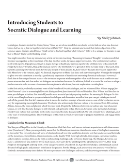 Introducing Students to Socratic Dialogue and Learning by Shelly Johnson