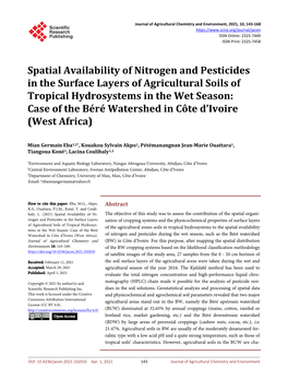 Spatial Availability of Nitrogen and Pesticides in the Surface Layers Of