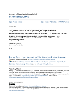 Single Cell Transcriptomic Profiling of Large Intestinal Enteroendocrine