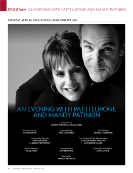 An Evening with Patti Lupone and Mandy Patinkin