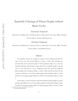 Equitable Colorings of Planar Graphs Without Short Cycles