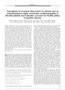 Translation of Research Discoveries to Clinical Care in Arrhythmogenic Right