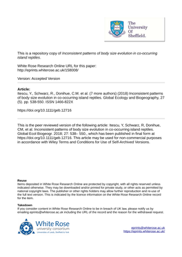 Inconsistent Patterns of Body Size Evolution in Co-Occurring Island Reptiles