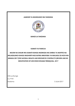 Jamhuri Ya Muungano Wa Tanzania Bunge La Tanzania