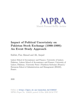 Impact of Political Uncertainty on Pakistan Stock Exchange (1990-1999): an Event Study Approach