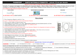 PASSEPORT / CARTE NATIONALE D'identite : Prévoir 15 Mn Par