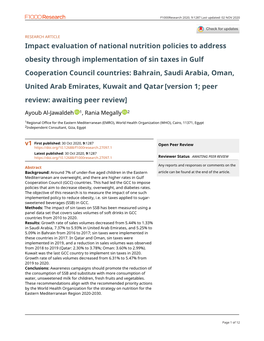 Impact Evaluation of National Nutrition Policies to Address Obesity Through