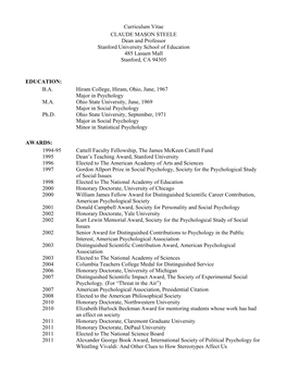 Claude Steele's CV