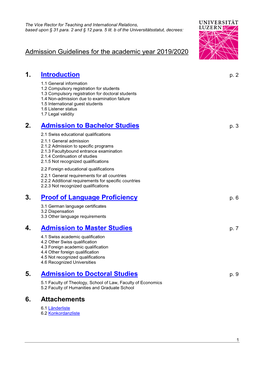 Admission Guidelines for the Academic Year 2019/2020 1