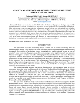 Analytical Study of Land Rights Infringements in the Republic of Moldova
