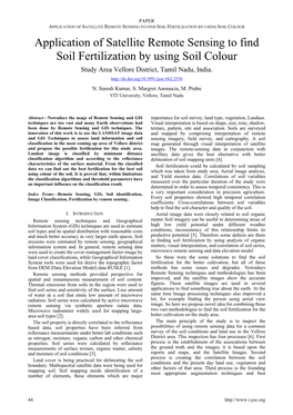 Application of Satellite Remote Sensing to Find Soil Fertilization By