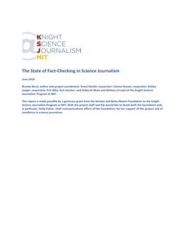 The State of Fact-Checking in Science Journalism