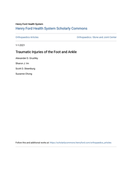 Traumatic Injuries of the Foot and Ankle