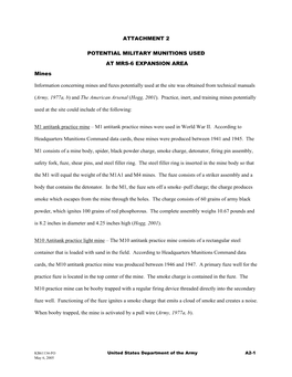 Attachment 2 Potential Military Munitions Used At