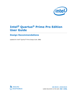Intel Quartus Prime Pro Edition User Guide: Design Recommendations Send Feedback