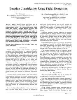 Emotion Classification Using Facial Expression