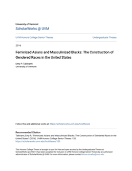 Feminized Asians and Masculinized Blacks: the Construction of Gendered Races in the United States