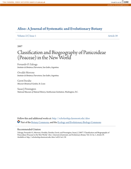 Classification and Biogeography of Panicoideae (Poaceae) in the New World Fernando O