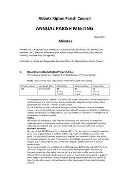 Abbots Ripton Minutes Annual Parish Meeting 4Th