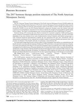 2017 Hormone Therapy Position Statement of the North American Menopause Society