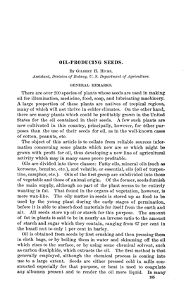 There Are Over 200 Species of Plants Whose Seeds Are Used in Making Oil for Illumination, Medicine, Food, Soap, and Lubricating Machinery