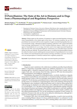 D-Penicillamine: the State of the Art in Humans and in Dogs from a Pharmacological and Regulatory Perspective