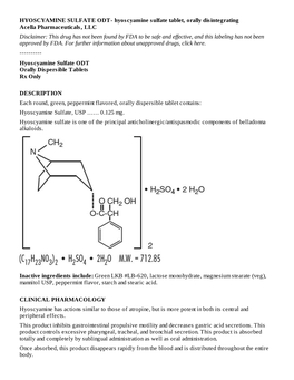 Hyoscyamine Sulfate Odtorally Dispersible Tabletsrx Only