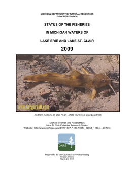 Status of the Fisheries in Michigan Waters of Lake Erie and Lake St. Clair