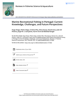 Marine Recreational Fishing in Portugal: Current Knowledge, Challenges, and Future Perspectives