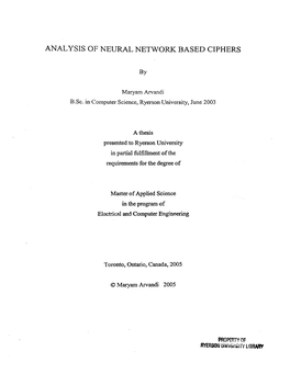 Analysis of Neural Network Based Ciphers