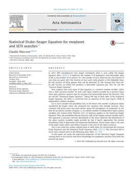 Statistical Drake–Seager Equation for Exoplanet and SETI Searches$