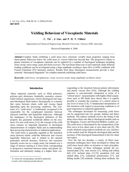 Yielding Behaviour of Viscoplastic Materials