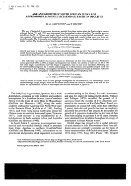 Age and Growth of South African Dusky Kob Argyrosomus Japonicus (Sciaenidae) Based on Otoliths