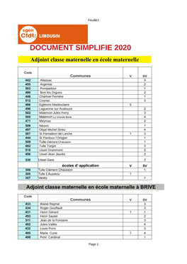 DOCUMENT SIMPLIFIE 2020 Adjoint Classe Maternelle En École Maternelle