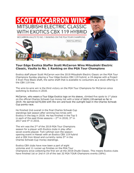 Tour Edge Exotics Staffer Scott Mccarron Wins Mitsubishi Electric Classic, Vaults to No