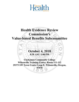 Health Evidence Review Commission's Value-Based Benefits Subcommittee