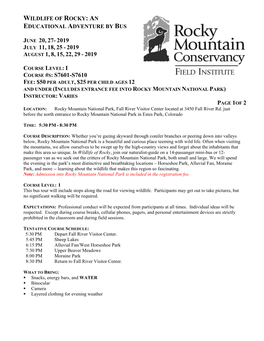 Rocky Mountain Field Seminars