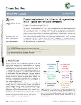 Converting Between the Oxides of Nitrogen Using Metal–