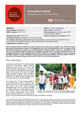 The Situation Information Bulletin Bangladesh: Cyclone Mora