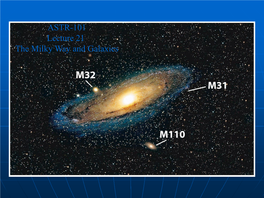 ASTR-101 Lecture 21 the Milky Way and Galaxies