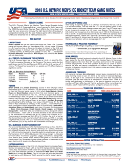 Game Notes Vs. Slovakia