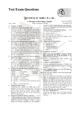 Test Exam Questions Questions 1