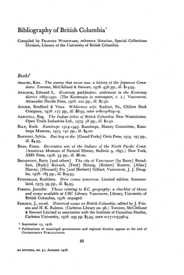 Bibliography of British Columbia1