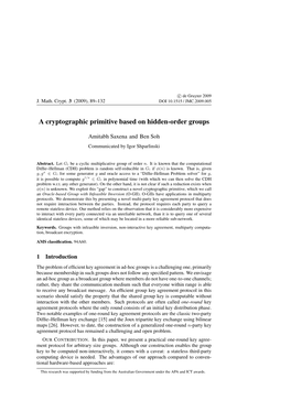 A Cryptographic Primitive Based on Hidden-Order Groups