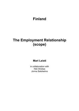 Finland the Employment Relationship (Scope)