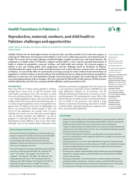 Reproductive, Maternal, Newborn, and Child Health in Pakistan: Challenges and Opportunities