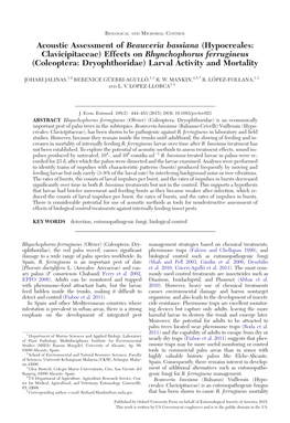 Acoustic Assessment of Beauveria Bassiana (Hypocreales