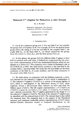 Reduced C*-Algebra for Reductive P-Adic Hx~Ps