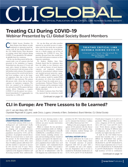 Treating CLI During COVID-19 Webinar Presented by CLI Global Society Board Members