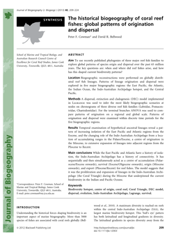 The Historical Biogeography of Coral Reef Fishes: Global Patterns Of